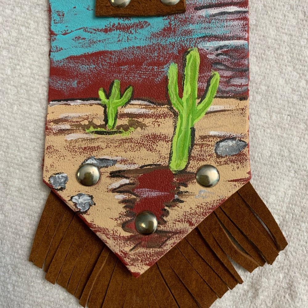 Desert Scene Western Leather Necklace